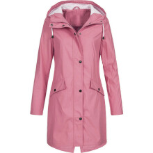 (Pink, M = UK 10) Plus Size Women Hooded Wind Jacket Outdoor Hoodies Long Rain Coat Windbreaker