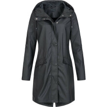 (Black, 3XL = UK 18) Plus Size Women Hooded Wind Jacket Outdoor Hoodies Long Rain Coat Windbreaker