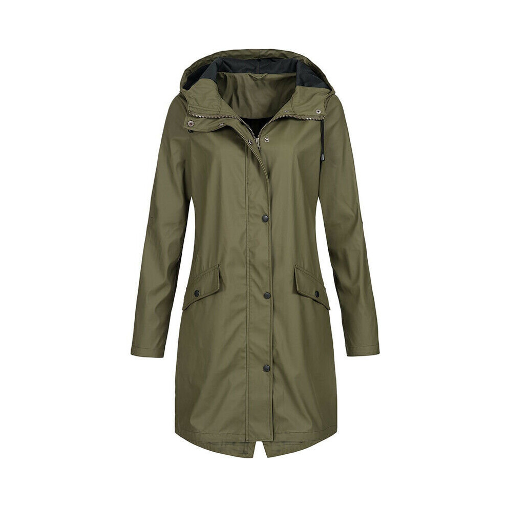 (Green, 4XL = UK 20) Plus Size Women Hooded Wind Jacket Outdoor Hoodies Long Rain Coat Windbreaker