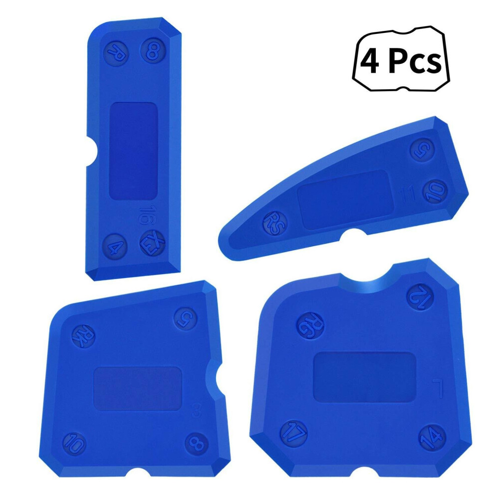 Sealant Finishing Tool,XCOZU 4 Piece Portable Blue Silicone Former Sealant Caulking Tool Kit,Multi-Edge Silicone Sealant Applicator Tool Smoother Ma