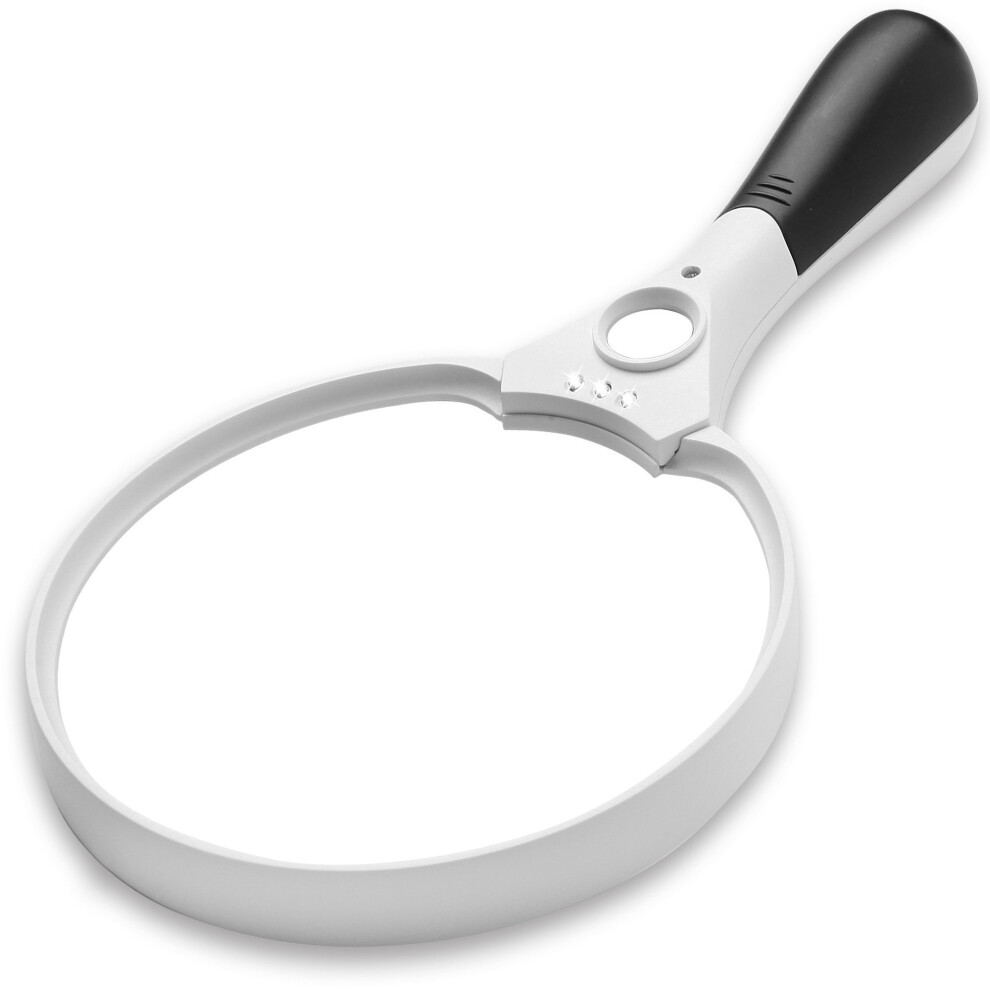 Fancii Extra Large LED Handheld Magnifying Glass with Light - 2X 4X 10X Lens - Best Jumbo Size Illuminated Reading Magnifier for Books, Newspapers,