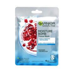 Garnier Moisture Bomb Pomegranate Hydrating Face Sheet Mask | Deeply Rehydrates, Reduces Fine Lines, Radiant 15-Minute Boost | 3600541943759
