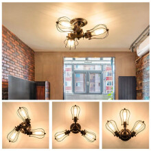 (Rust) Industrial Ceiling Lights Chandeliers Semi-Flush Mount Wall Ceiling Lamp Adjustable Socket