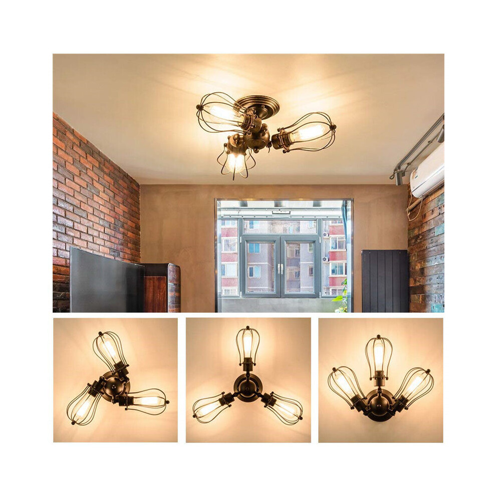 (Rust) Industrial Ceiling Lights Chandeliers Semi-Flush Mount Wall Ceiling Lamp Adjustable Socket