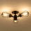 (Black) Industrial Ceiling Lights Chandeliers Semi-Flush Mount Wall Ceiling Lamp Adjustable Socket 6