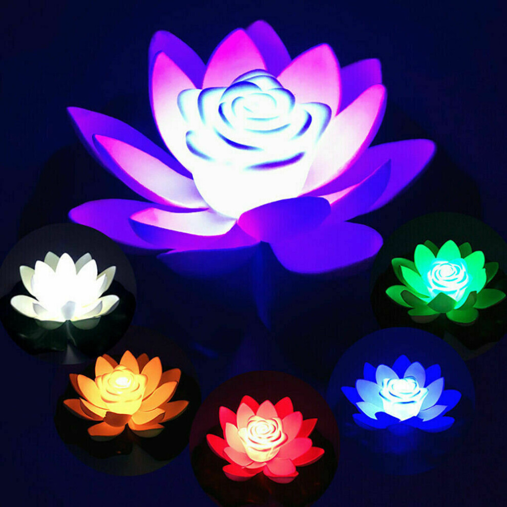 Eranpo (Yellow) Floating Lotus Led Light Pool Water Flower Lamp Pond Lights