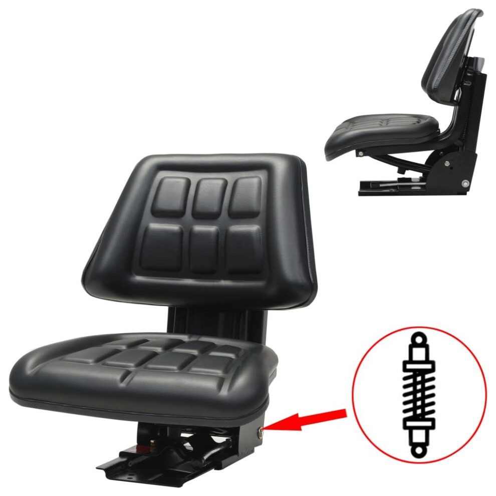 Vidaxl Tractor Seat With Suspension Farming Machine Digger Dumper Part Black