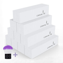 Canvalite 10Pcs White Nail Buffer Block with Nail Brush, 120 Grit Professional Salon Nail Buffer Block for Gel Nails (white)