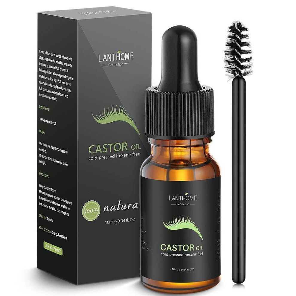 Castor Oil for Hair Growth Eyelashes Eyebrows,Organic Cold Pressed Lash Growth Serum with a applicator