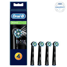 Oral-B Genuine CrossAction Replacement Black Toothbrush Heads, Refills for Electric Toothbrush, Angled Bristles for up to 100 Percent More Plaque Re
