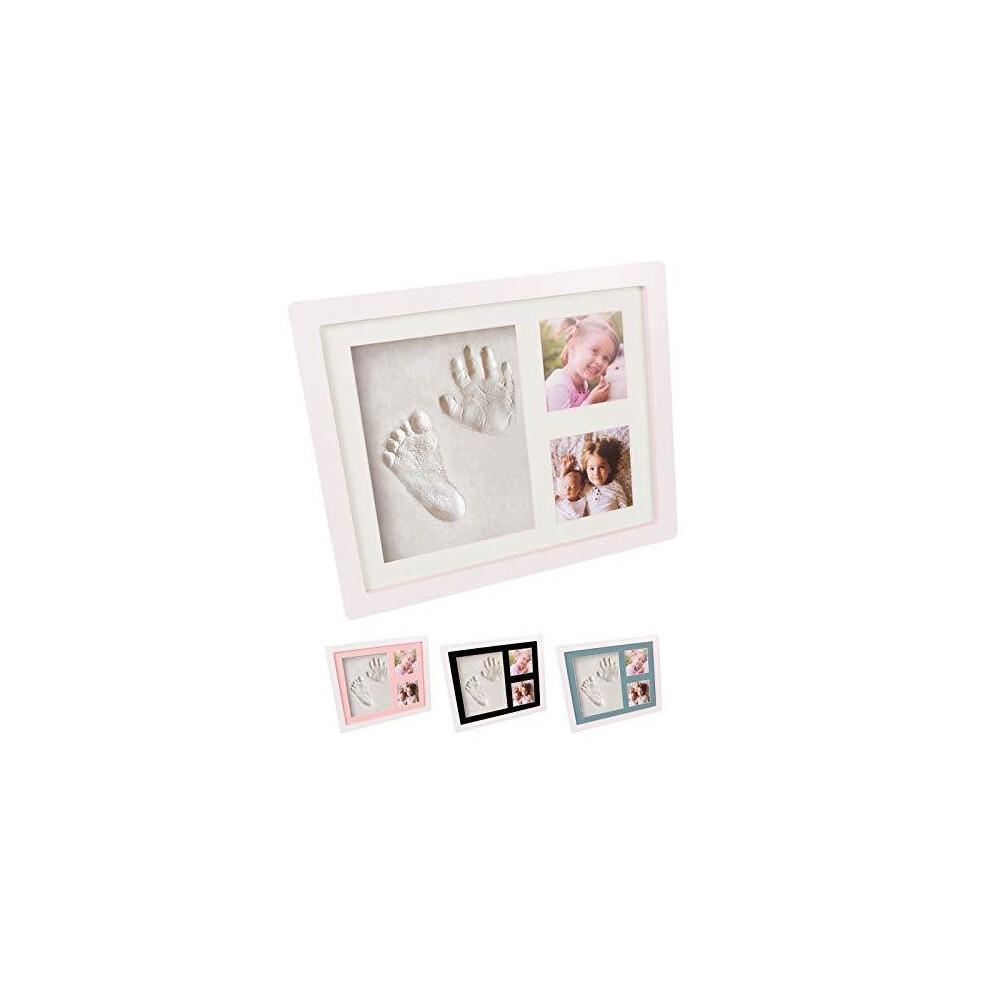 Cherished Baby Handprint And Footprint Photo Frame Clay Kit With 4 Colour Backing Cards – Customisable Newborn Hand & Feet Print Memorable Keepsake