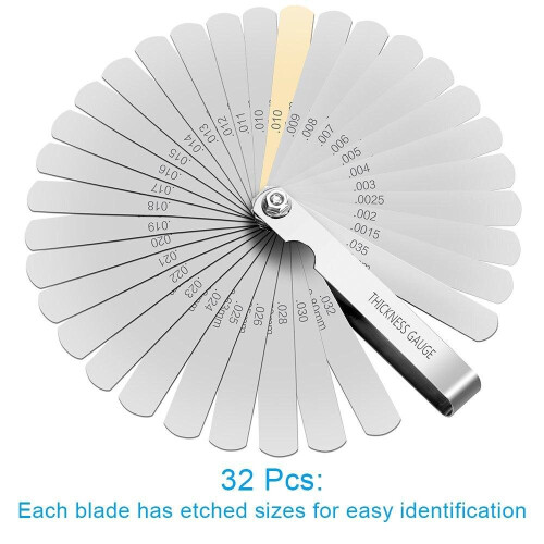 Rovtop Feeler Gauge Set 32 Blades Stainless Steel Dual Marked Metric
