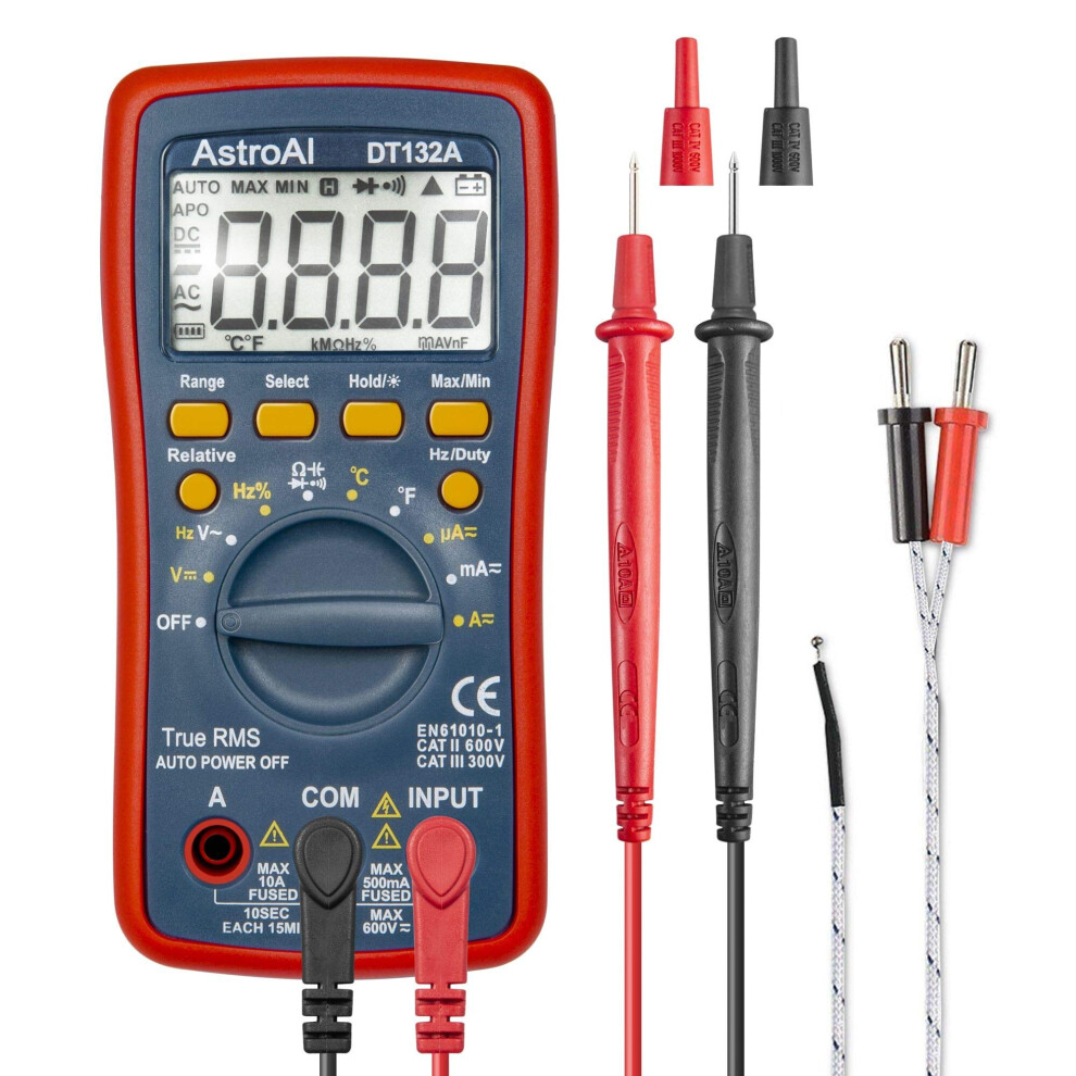 AstroAI Digital Multimeter, TRMS 4000 Counts Volt Meter Manual and Auto Ranging; Measures Voltage Tester, Current, Resistance, Continuity, Frequency