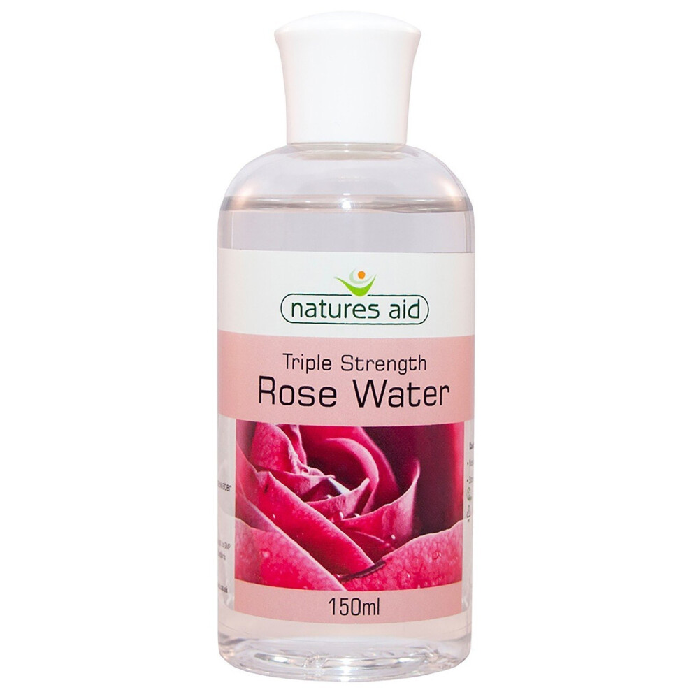 Natures Aid Triple Strength Rose Water, 150 ml (Award-Winning, No Added Ingredients, Sweet Fragranced, Vegan Society Approved, Made in UK)