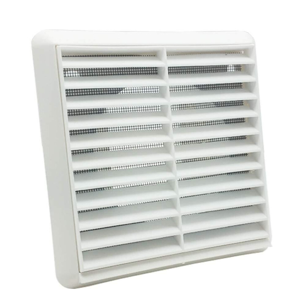 Kair Louvred Wall Vent Grille 100Mm - 4 Inch White With Flyscreen For Internal Or External Use 5060272547127