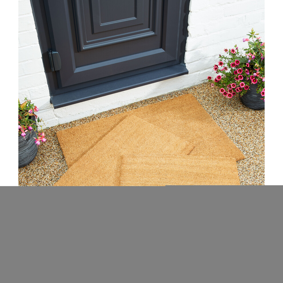 B&Q -  Astley Plain Rectangle Doormat Natural Non-Slip Pvc Backing Waterproof 40 X 60 Cm - Image 5