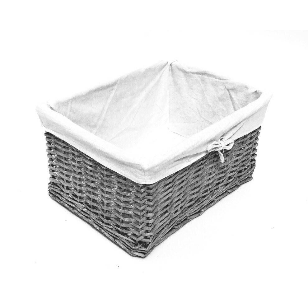 (Grey, LARGE) Willow Wicker Wider Deep Nursery Storage Basket