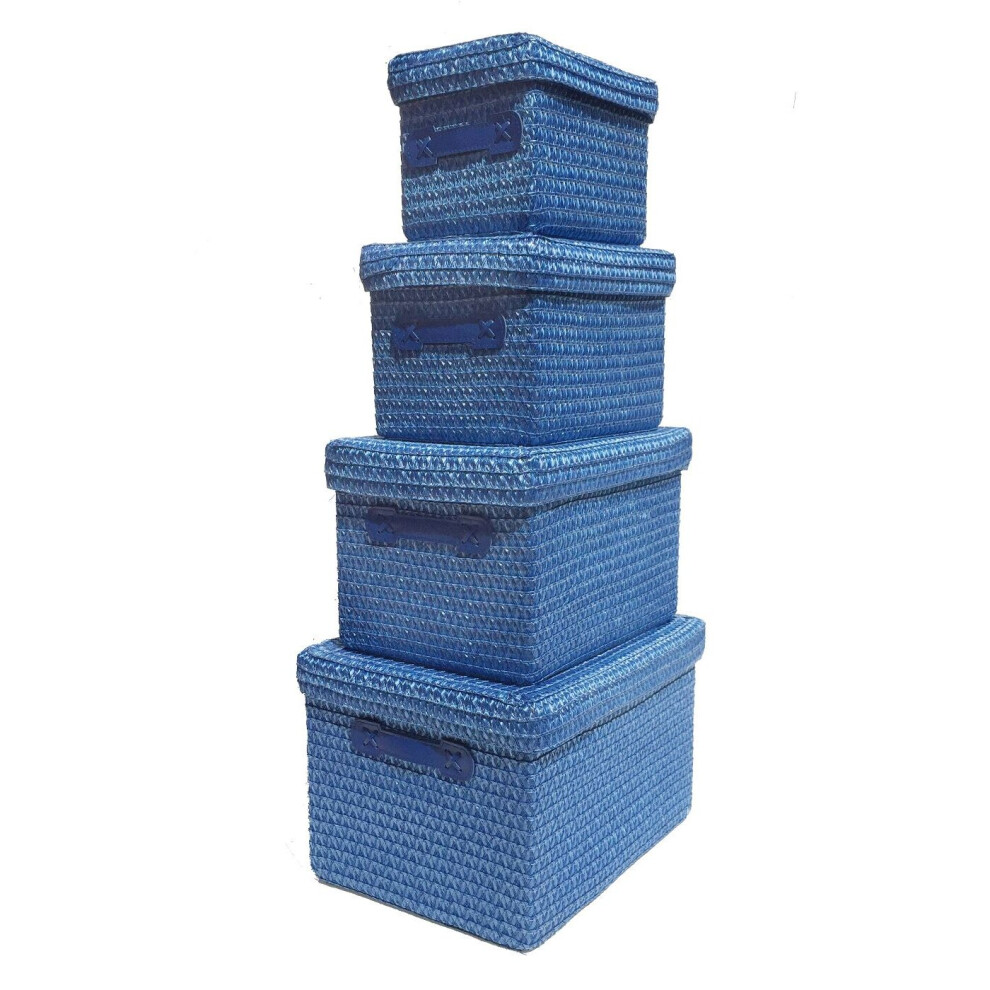 Blue SMALL 22x21.5x17cm Neon Colours Toy Box Storage Basket Handle Lid