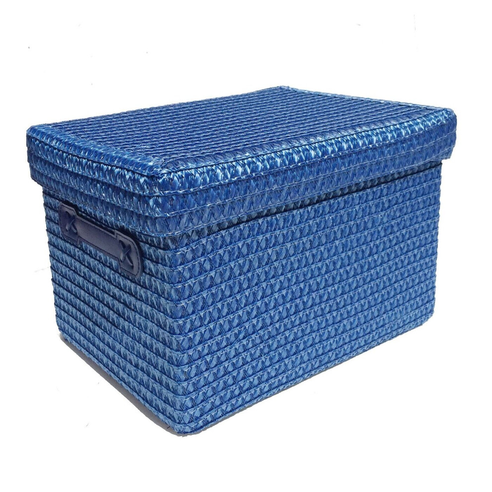 Coloured Polyester Storage Basket Organiser With Lid 38 x 30 x 24 cm