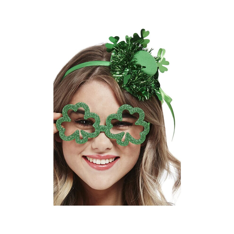 Adults Paddy's Day Shamrock Glitter Party Specs