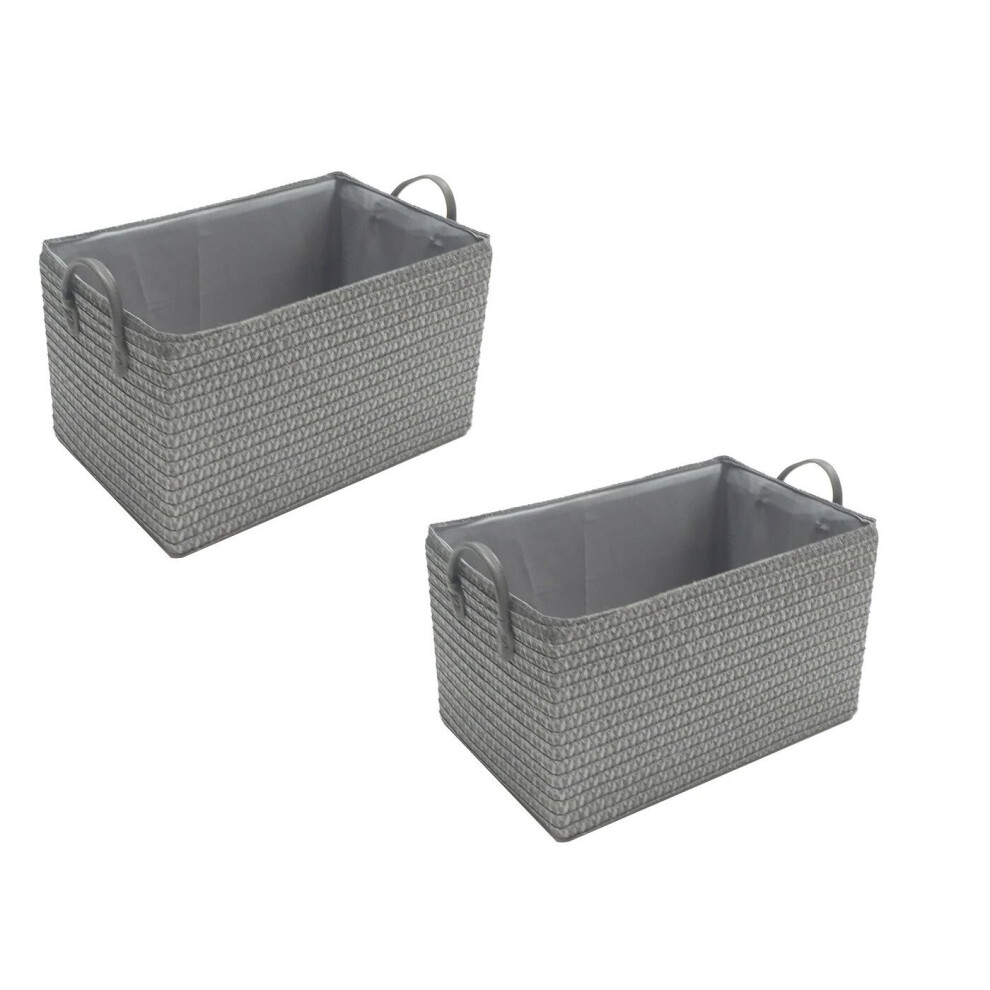 Set Of 2 Kids Storage Basket Organiser With Handles 30 x 20 x 16 cm