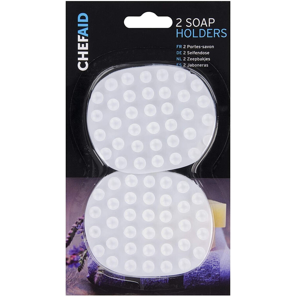 White Soap Holder Keeper New Chef Aid Kitchen Bathroom Suction(2 Pack)-image-OPC-P5ZS5WV-NEW