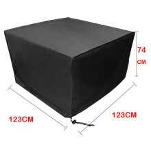 (Black, 123*123*74CM) Heavy Duty Garden Patio Furniture Table Cover for Rattan Table Cube Set Outdoor