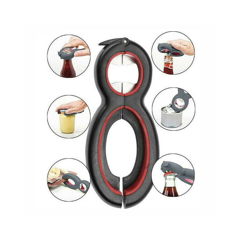 6 in 1 Multi Opener Jars Cans Bottles Arthritis Kitchen Aid Manual Tool
