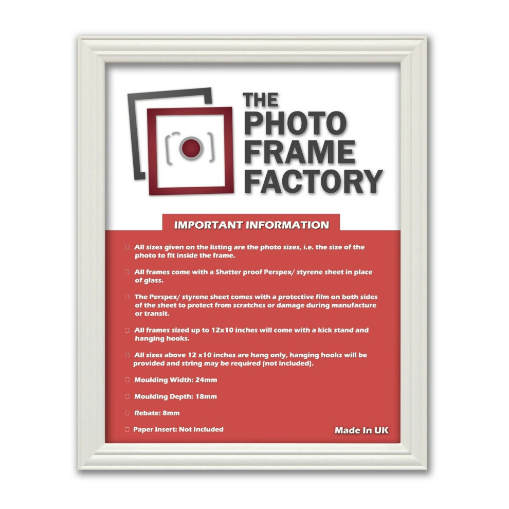 (White, 120x80 CM) New Antique Traditional Wooden Effects Picture Photo Frames