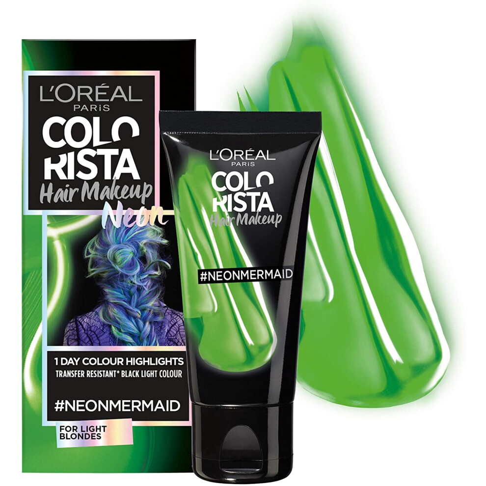 New L’oréal Paris Colorista Hair Makeup Neon Mermaid Temporary Light Blonde Hair Colour Green