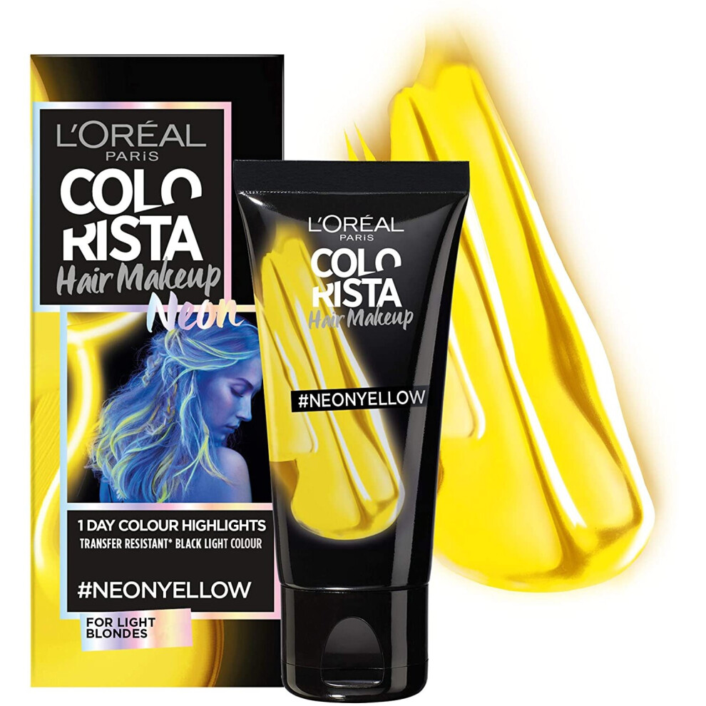 New L’oréal Paris L'oreal Colorista Hair Makeup Neon Yellow Temporary Light Blonde Hair Colour 30Ml Black,Yellow