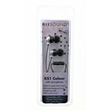 "KitSound" KS1IPBK KS1 Stereo In Ear Earphones Headphones  Mic Black