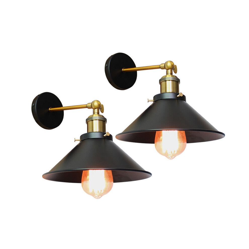 (Black) 2Pack Wall Light Edison Ceiling Lamp Shade Loft Wall Sconces Lights(Bulb not Included)