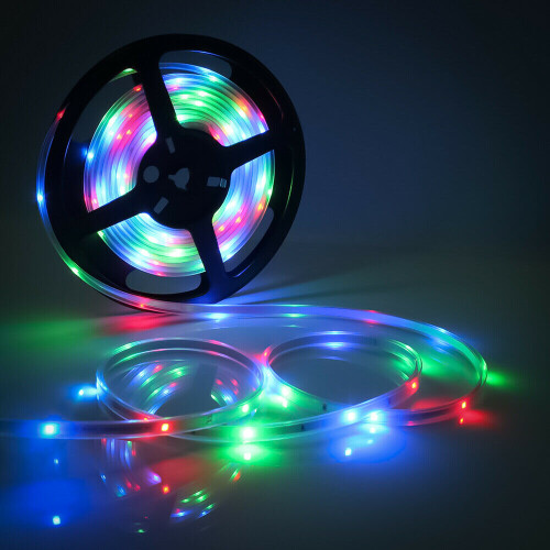 (Warm white) 5M 100LEDs Solar Powered LED RGB Light Strip Tape 2