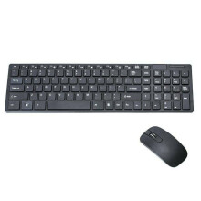 (Black) Slim 2.4GHz Cordless Wireless Keyboard and Mouse Set For MAC PC Laptop Tablet