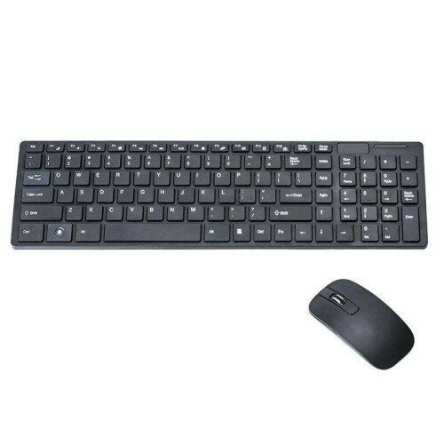 (Black) Slim 2.4GHz Cordless Wireless Keyboard and Mouse Set For MAC PC Laptop Tablet