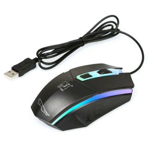 (Black) Gaming Keyboard Mouse Set Rainbow LED Wired USB For PC Laptop PS4 Xbox 2