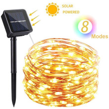 33ft 100 LED Solar-Powered String, 8 Twinkle Modes Warm White Fairy φώτα