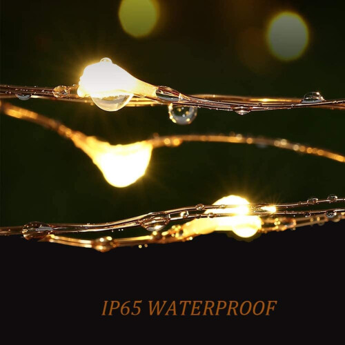 33ft 100 LED Solar-Powered String, 8 Twinkle Modes Warm White Fairy φώτα 2