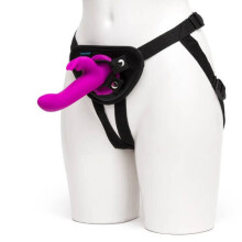 Happy Rabbit Purple Silicone Vibrating Strap-On Harness Set - 15 Modes, USB Rechargeable, Waterproof
