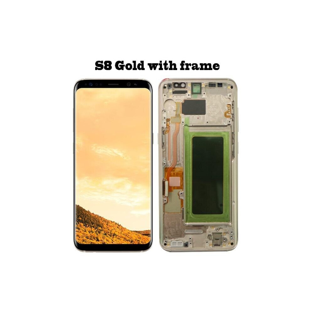 (S8 ) Original Super Amoled S8 Lcd With Frame For Samsung Galaxy S8 G950 G950f Display S8 Plus G955 G955f Touch Screen Digitizer Gold 6018739374358
