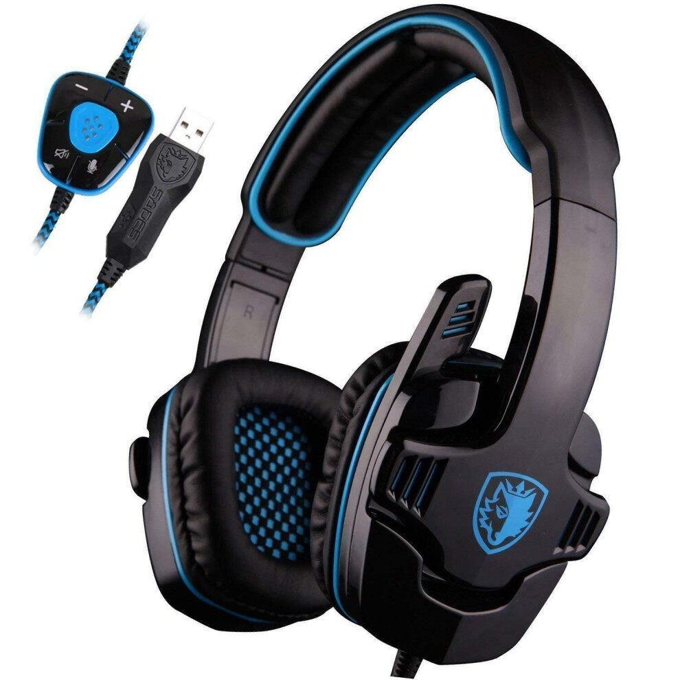 SADES 7.1 Surround Sound Stereo Pro PC USB Gaming Headset with Mic Bass