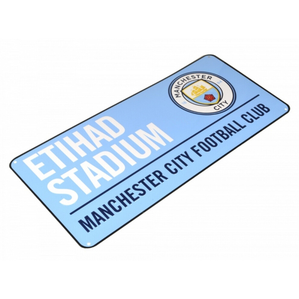 Manchester City FC Official Football Coloured Metal Street Sign