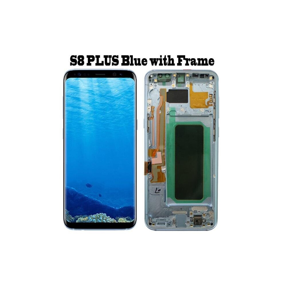 Photos - Mobile Phone Part  Original LCD For Samsung Galaxy S8 Lcd Display S8 plus G950 G950F G955fd G955F G955 With Burn Shadow Wi(S8 Plus Blue Frame)