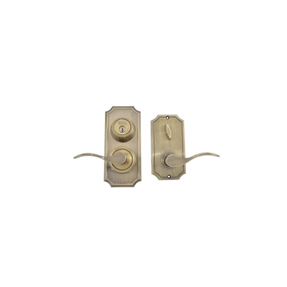 Weslock L1501UAUASL2D Unigard Left Hand Bordeau Interconnected Entry with 0.75 in. Latch & Round Corner Strikes, Antique Brass-image-OPC-P5ZVKBG-NEW