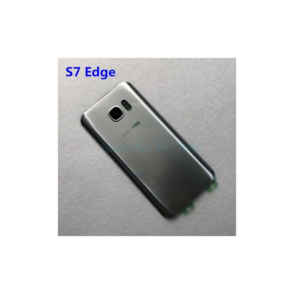 (S7 Edge Silver) SAMSUNG Galaxy S7 G930F / S7 EDGE G935F Back Glass Battery Cover Rear Door Housing Case Samsung S7 Edge Back Glass Cover