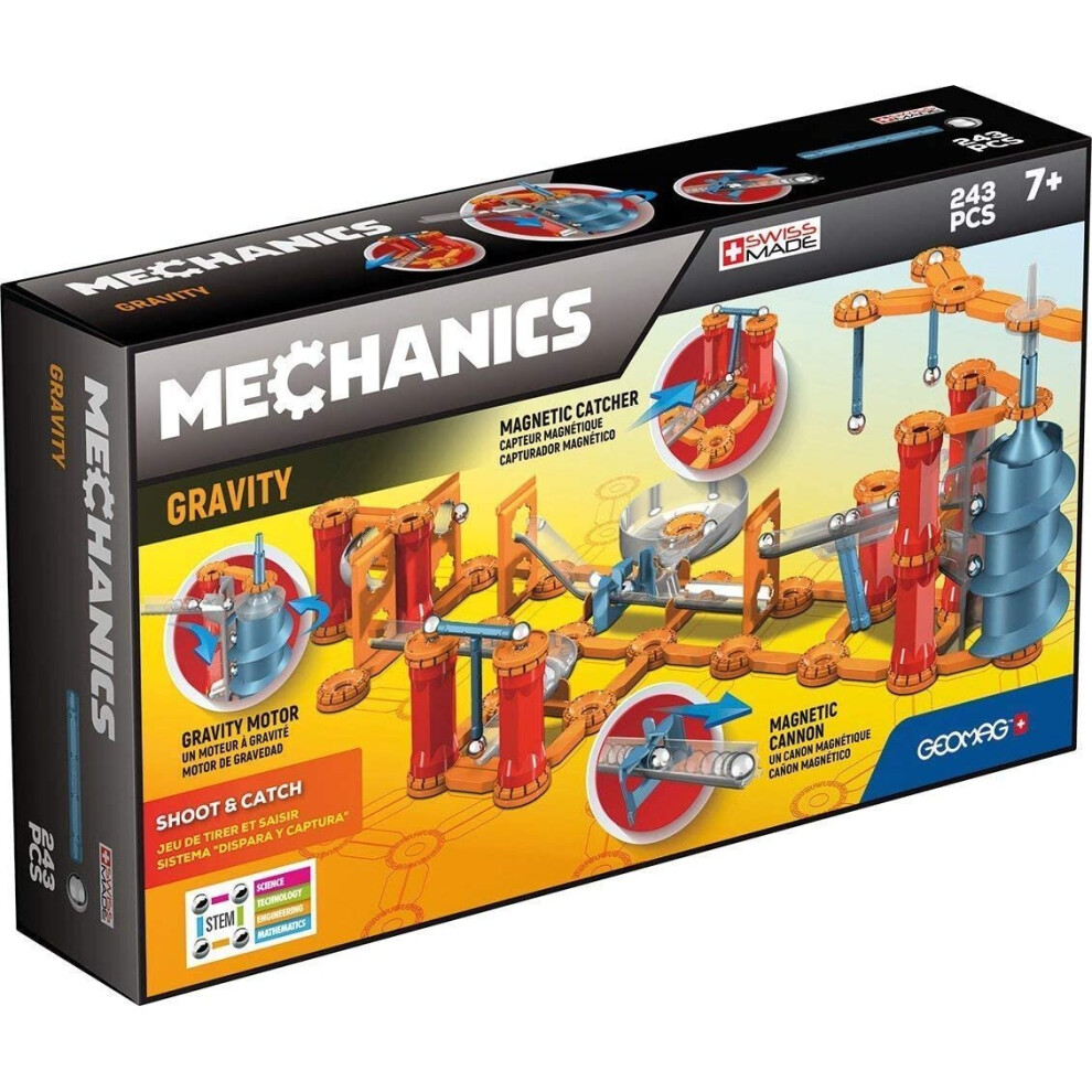 Geomag Mechanics 774 - Gravity Shoot And Catch, 243 Pieces - Magnetic Building Game