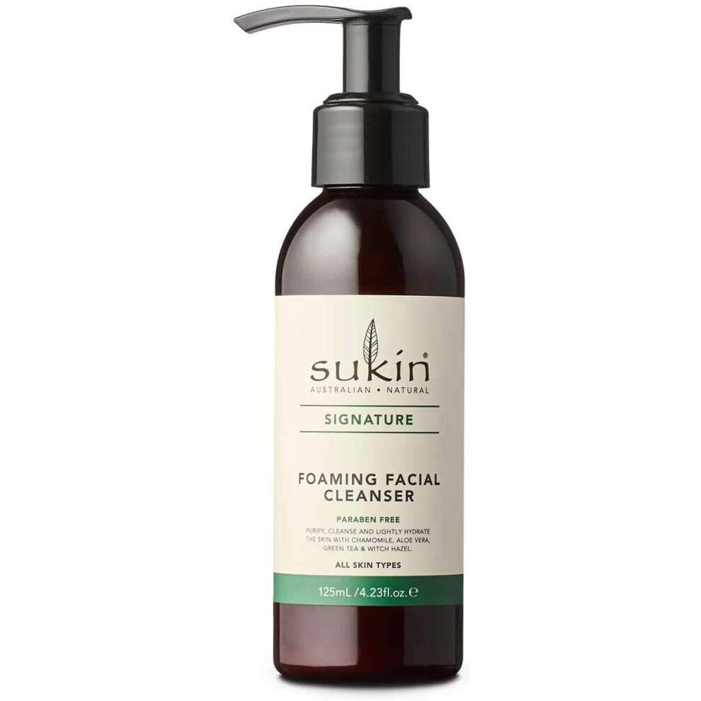 Sukin Foaming Facial Cleanser Pump, Non-drying, Gentle Gel Cleanser - 125ml