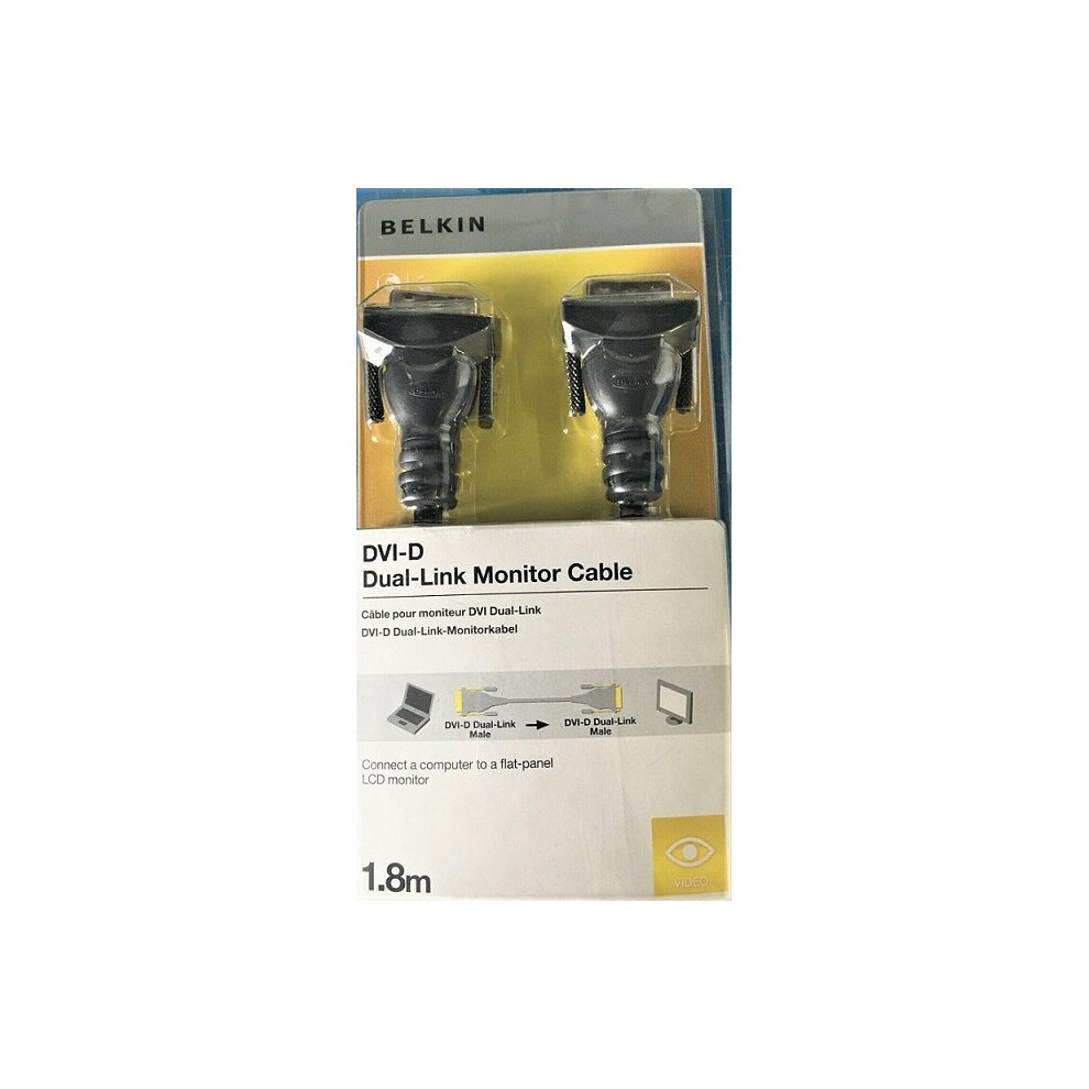 Belkin 1.8m DVI to D Dual-link Monitor Cable Male To Male 1.8m - Black