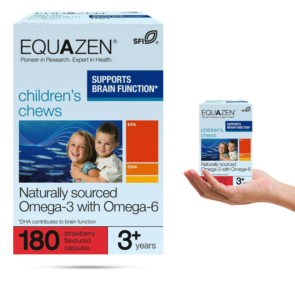 Equazen Children's Chews Omega 3+Omega 6, 180 Strawberry Flavoured Supplement